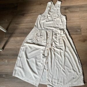 Free People Linen Blend Pinafore Cream Sleeveless Dress